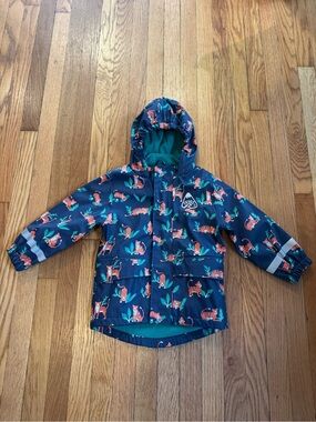Frugi Puddle Buster Waterproof Kids' Coat - Tiger Print, Size 4 - 5 years